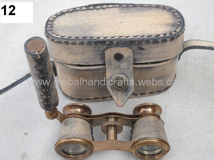 antique handle binocular with leather box 2
