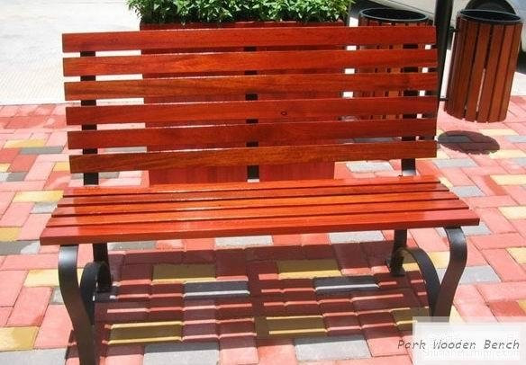 Wooden outdoor park bench 4