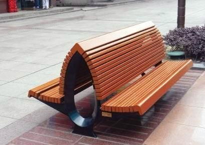 Wooden outdoor park bench 5