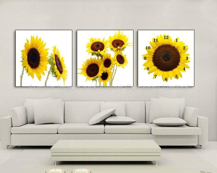 Canvas Painting Large Wall Clock with Three Pictures  2