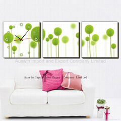 Decorative Hanging Picture With Wall Clock 