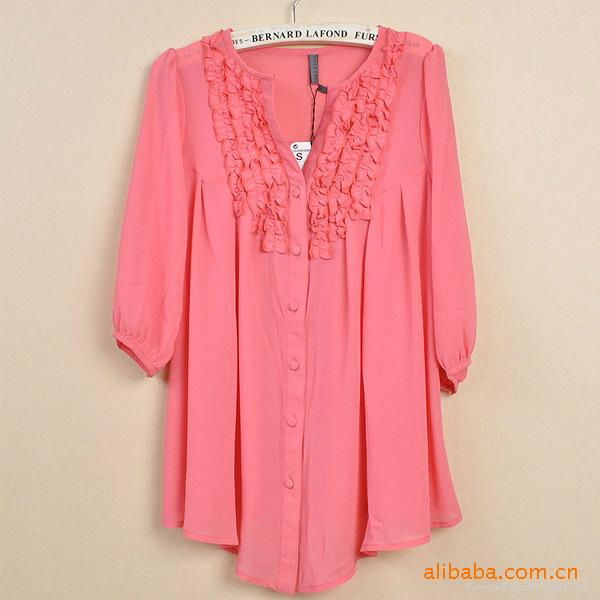 Chiffon shirt pure color leisure  2