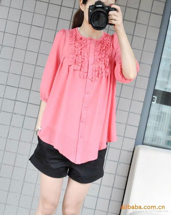 Chiffon shirt pure color leisure  4