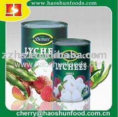 Canned lychees in syrup made by fresh raw material