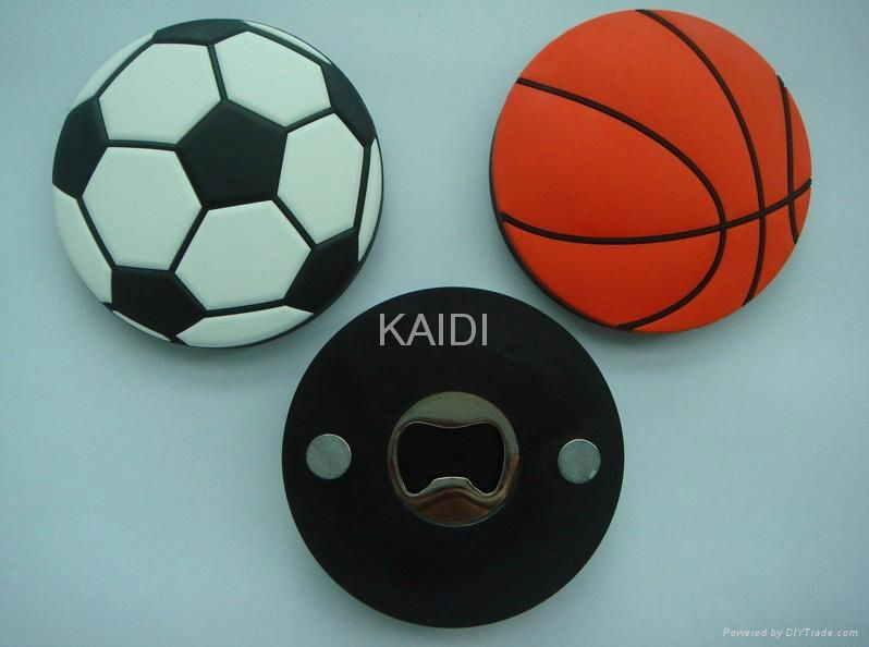 ball design bottle opener with PVC coated