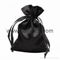 Promotional black drawstring satin pouch