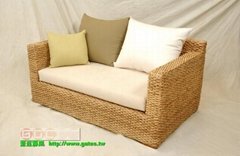 Japanese minimalist style two-seat rattan sofa