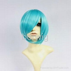 Bobo Short Sky Blue Cosplay Wig Synthetic Hair Wig Customize