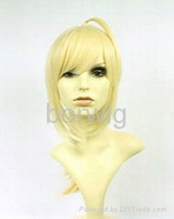 FATE ZERO Saber Cosplay Wig Synthetic Hair Wig Customize Light Blonde