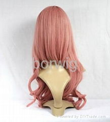 Universal Curly Pink Cosplay Wig Synthetic Hair Wig Customized Wigs