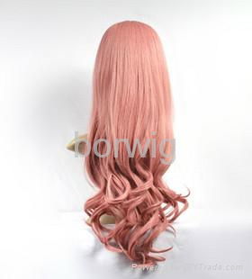 Universal Curly Pink Cosplay Wig Synthetic Hair Wig Customized Wigs 3
