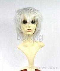 Silver Short Cosplay Wig Synthetic Hair Wig Customized Wigs