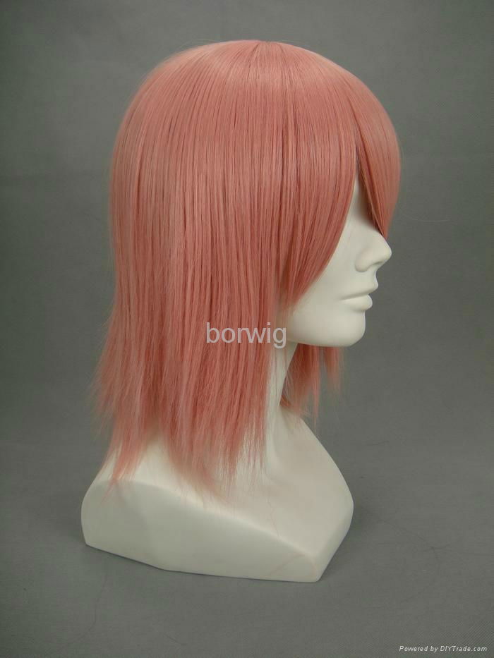 Pink Straight Short Cosplay Wig Synthetic Hair Wig Customized Wigs 2