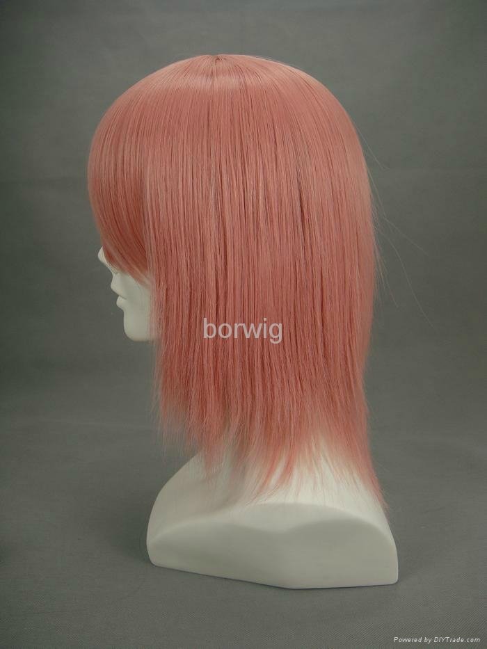 Pink Straight Short Cosplay Wig Synthetic Hair Wig Customized Wigs 4