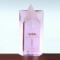 企業年度評比最佳表現優秀員工粉色水晶紀念獎座