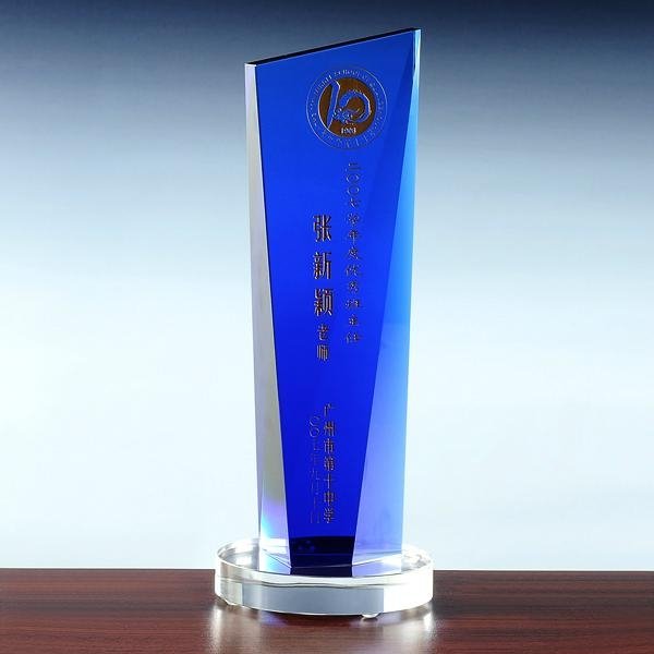 企业年度评比最佳表现优秀员工粉色水晶纪念奖座 3