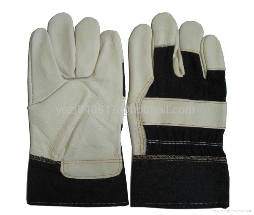 Cow split leather working gloves 4