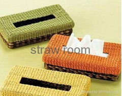 straw woven tissue box