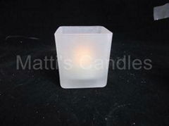 Shake on and Blow off square flameless glass candle