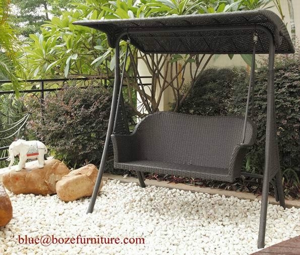 Patio Rattan Swing Chair Furniture Wicker Double Seats Hammock (BZ-W008) 5