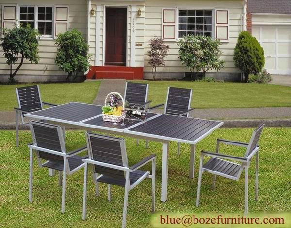 Outdoor Furniture Plastic Wood Dining Set (BZ-P019)