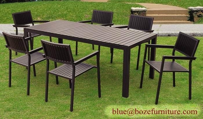 Outdoor Furniture Plastic Wood Dining Set (BZ-P019) 3