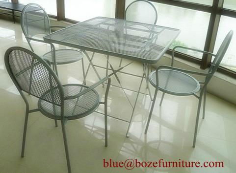 Patio Furniture Iron Dining Set Table & Chair (BZ-DS018)