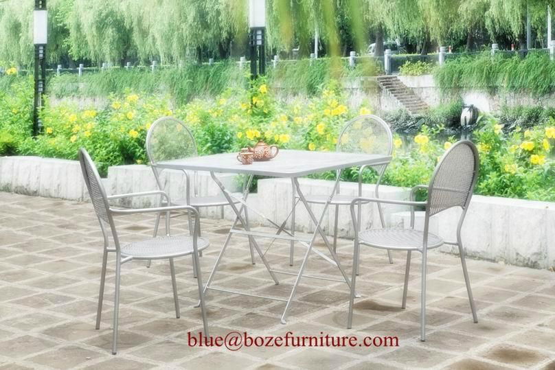Patio Furniture Iron Dining Set Table & Chair (BZ-DS018) 2