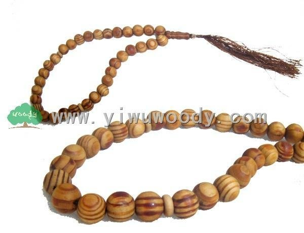 islamic rosary beads made of pine wood beads