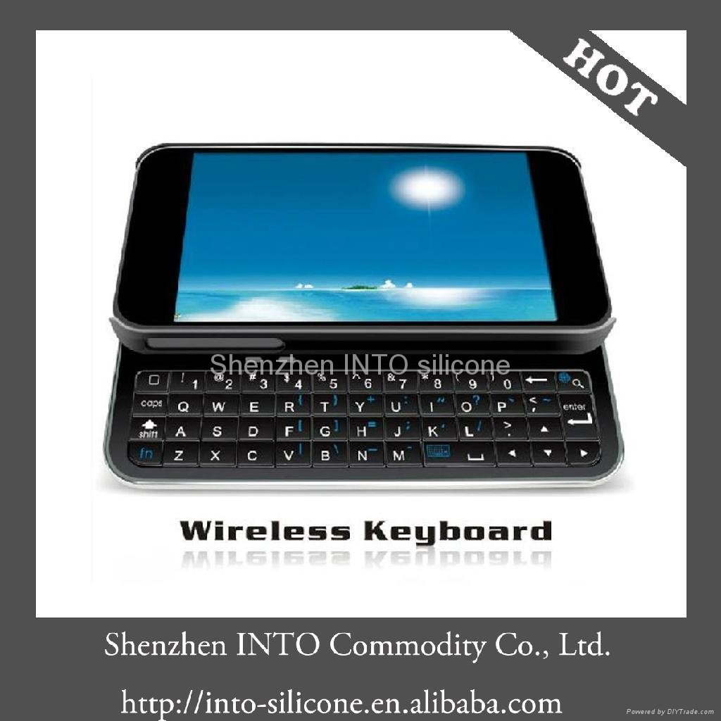 Mini Wireless Slide out Bluetooth Keyboard with hard case for iPhone 4