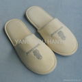 Cotton velour hotel slipper with anti-slip rubber sole 4