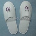 Cotton velour hotel slipper with anti-slip rubber sole 5