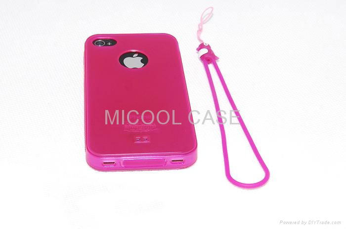 TPU Back Case with Phone Strap for iPhone 4