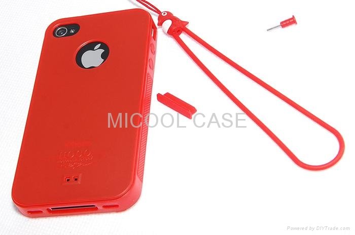 TPU Back Case with Phone Strap for iPhone 4 2