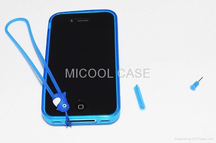 TPU Back Case with Phone Strap for iPhone 4 4