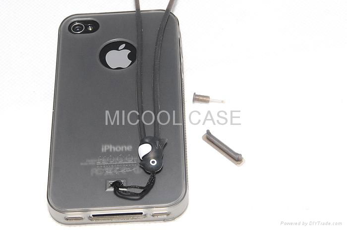 TPU Back Case with Phone Strap for iPhone 4 5