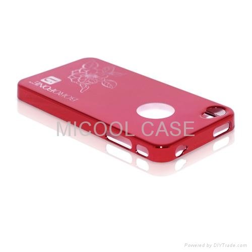 Rose Translucent Mirror Face Anti-Cutting Back Case for iPhone 4 3