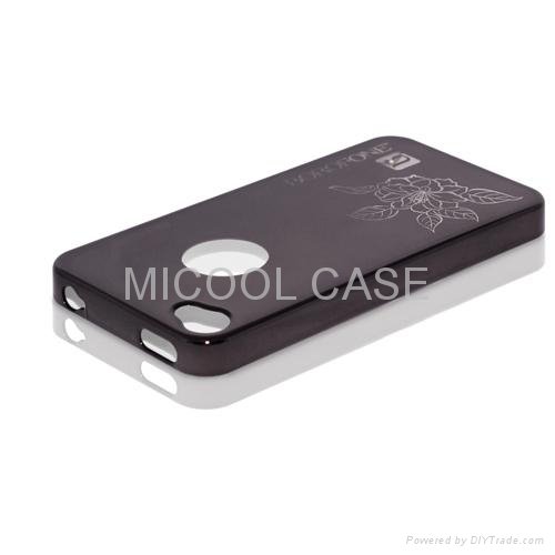 Rose Translucent Mirror Face Anti-Cutting Back Case for iPhone 4 4