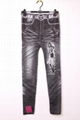 Ladies Denim Look Poly Leggings Jeggings 1