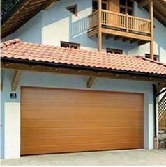 Imitation wood grain garage door 