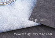 Cotton warp knitted denim fabric