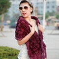 2011 new fashion knitted rex rabbit flower shawl