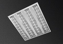 T5 fluorescent grille lamp with decorative panel
