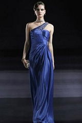 sell blue satin embroidered one shoulder prom gowns 56668