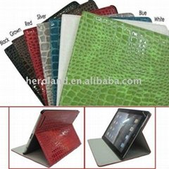 Folding Design Bright-colored Crocodile skin Leather Case With Stand Function fo