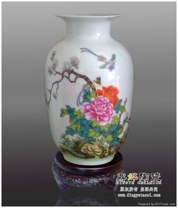 景德镇纯手工粉彩陶瓷花瓶 2