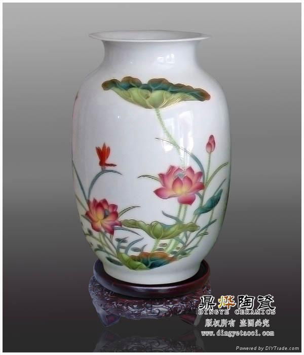 景德镇纯手工粉彩陶瓷花瓶 3