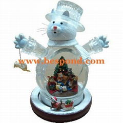 Illuminated Crystal Snow Cat Figurine