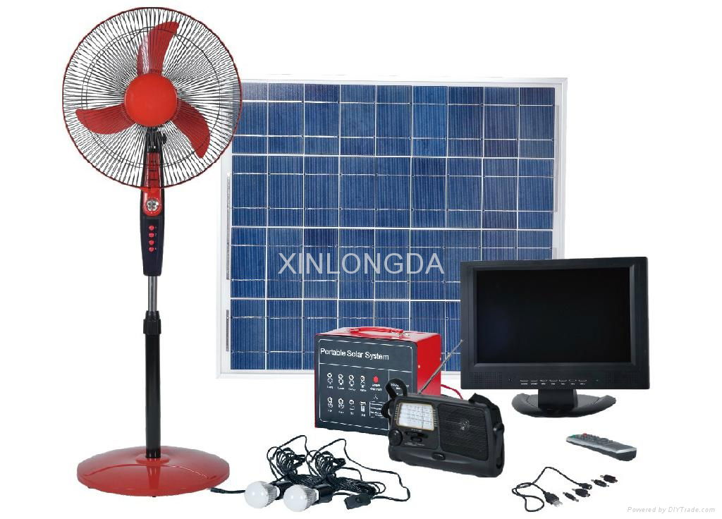 Portable Solar System solar fan tv and LED lights