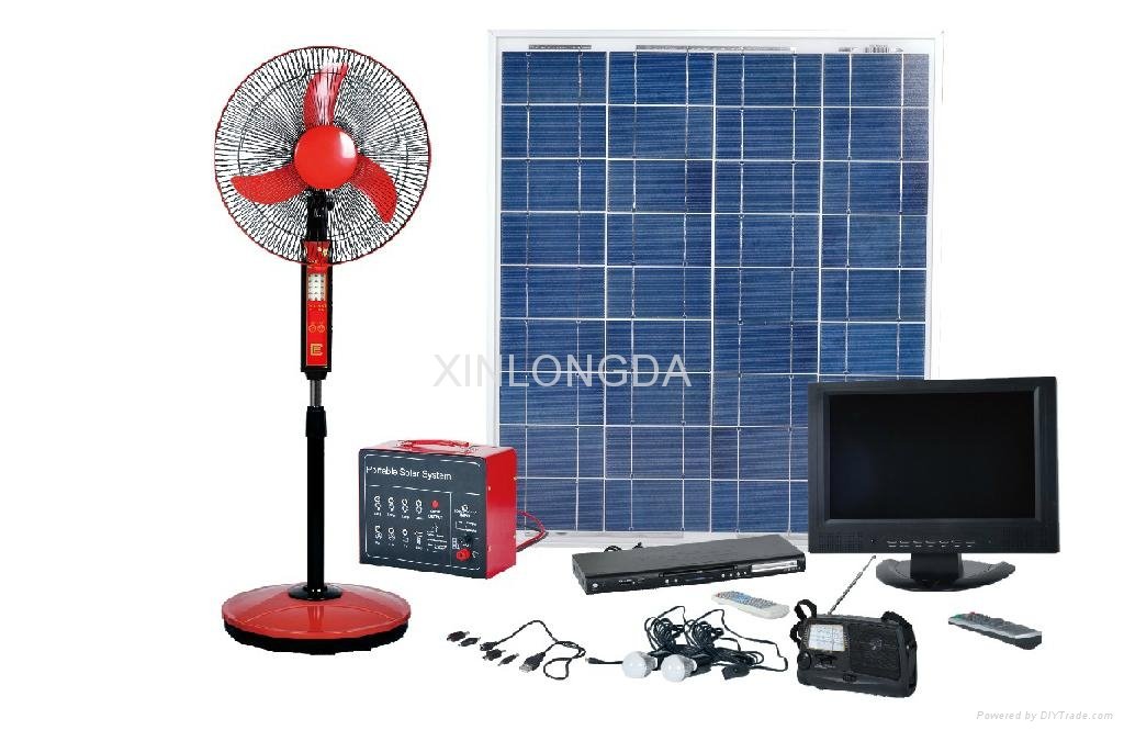 Portable Solar System solar fan tv and LED lights 2